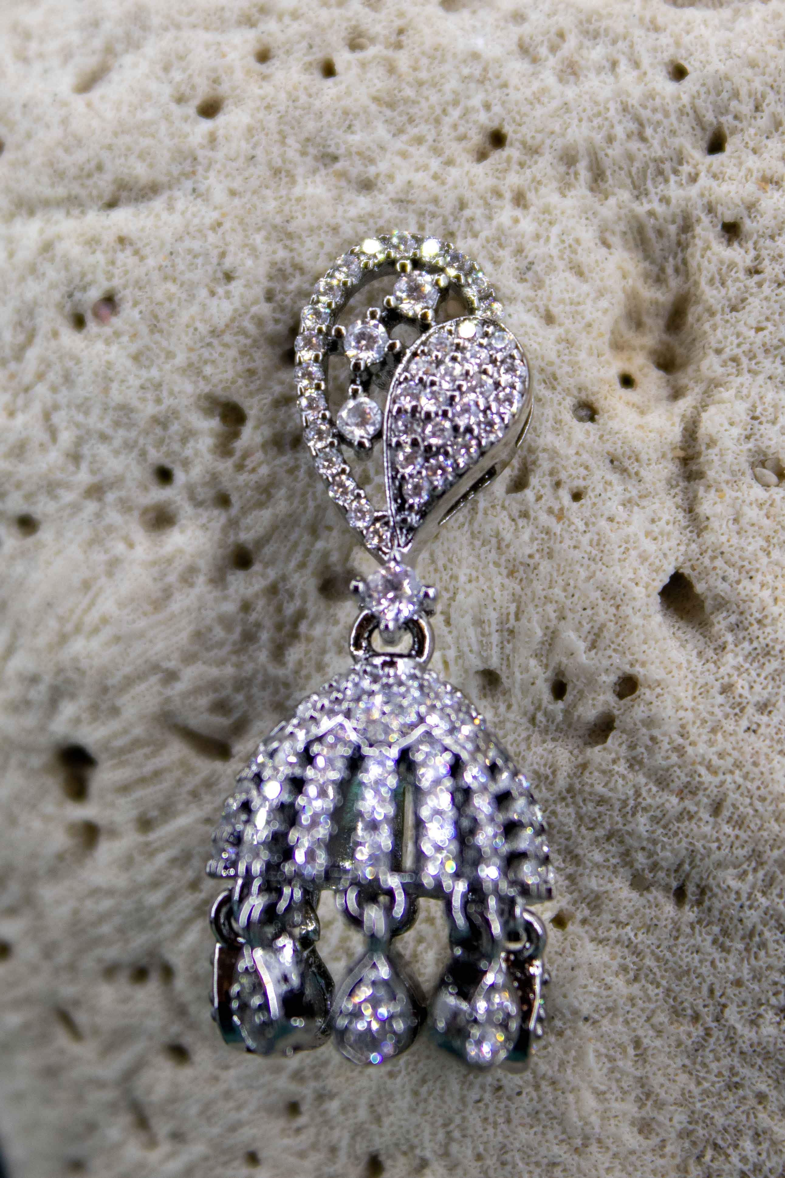 American diamond studded jhumka Earrings | NarNari | NNEd157