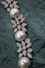 Pearl and Zircons Stone Rhodium Plated Necklace | NarNari | NNNd132