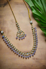 Kundan Necklace With Rose Quartz Beads | NarNari | NNNd126