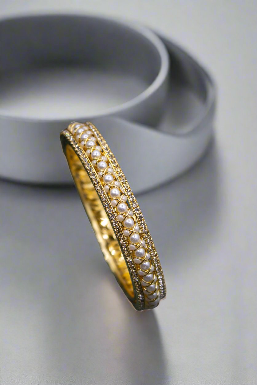 Traditional Bangles Studded With Pearls And Cubic Zirconia Stones | NarNari | NNBa13