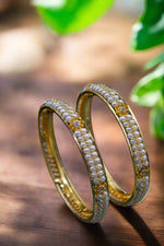 Pair of Zircon And Pearl Studded Bangles| NarNari | NNBa170