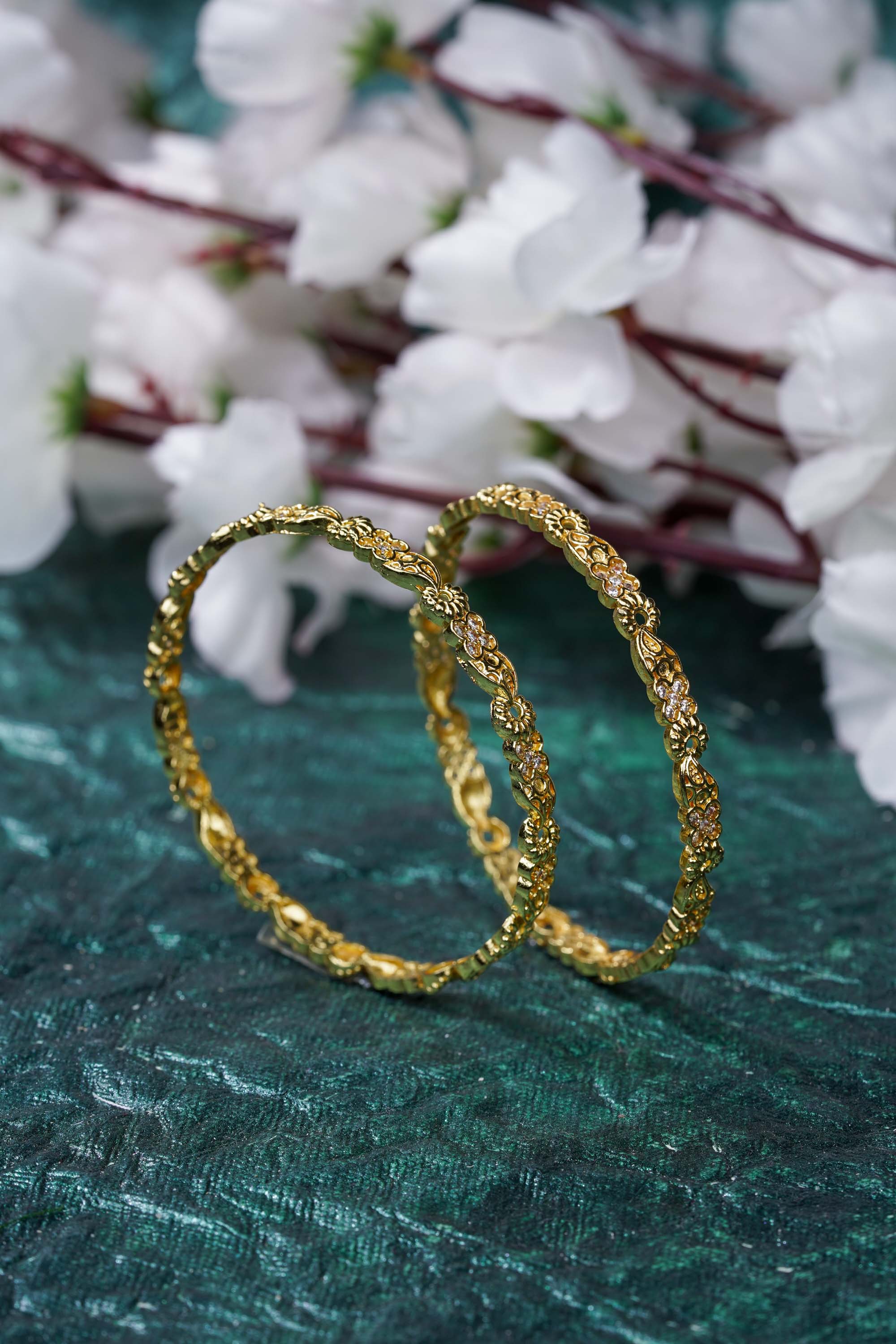 Cubic Zirconia Ethnic Bangles With Fine Finish | NarNari | NNBa24