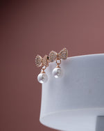 Bow tie design perl dropped stud earring | NarNari | NNEd1R16