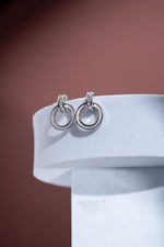 Ad studded drop earrings danglers surrounded by milky ivory cubic zirconia | NarNari | NNEd1R202