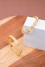 Pair of Zircon And Pearl Studded Bangles| NarNari | NNBa170