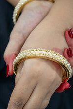 Traditional Bangles Studded With Pearls And Cubic Zirconia Stones | NarNari | NNBa13