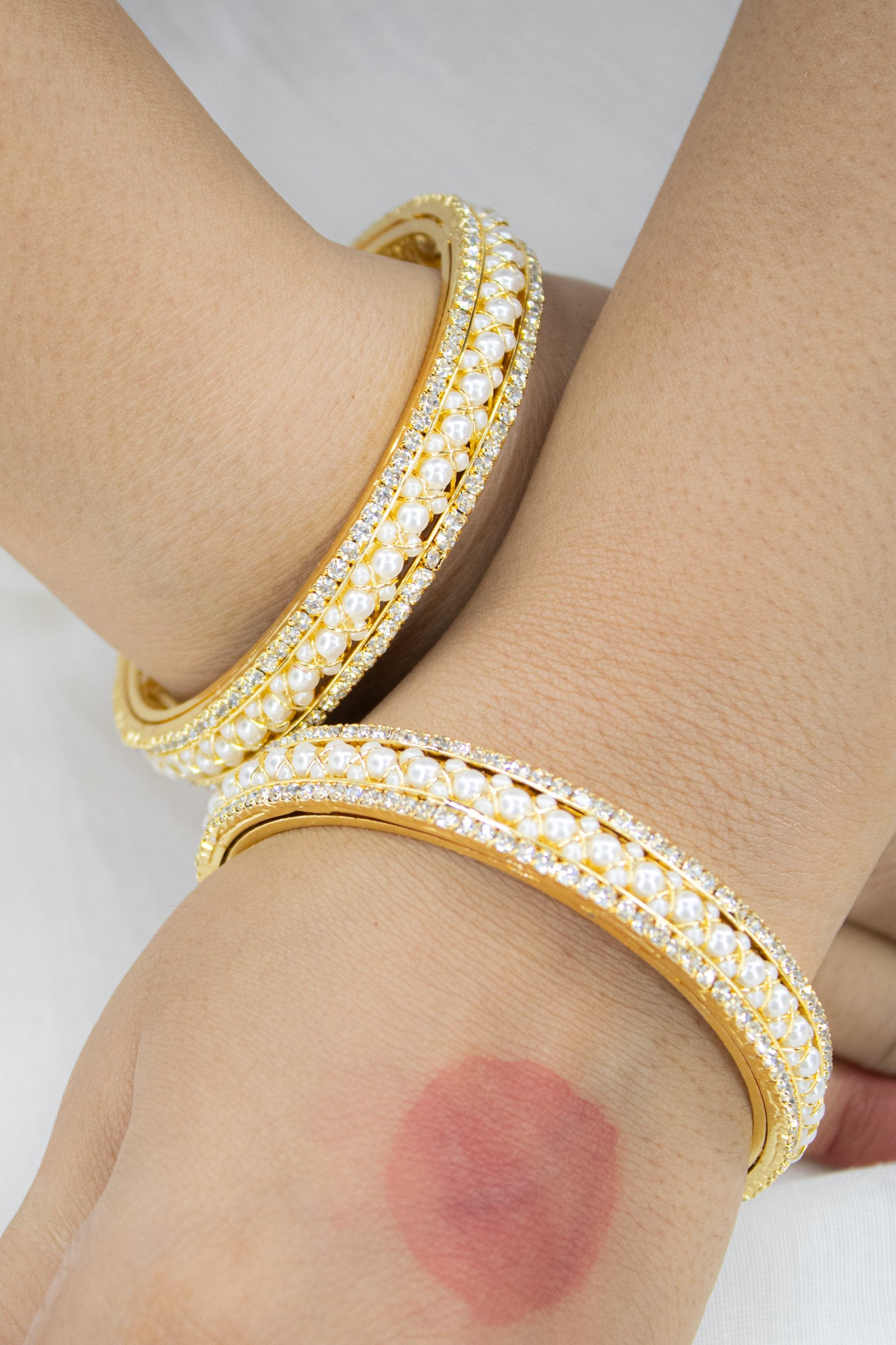 Traditional Bangles Studded With Pearls And Cubic Zirconia Stones | NarNari | NNBa13