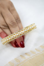 Traditional Bangles Studded With Pearls And Cubic Zirconia Stones | NarNari | NNBa13