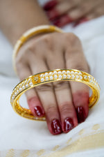 Pair of Zircon And Pearl Studded Bangles| NarNari | NNBa170