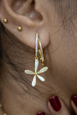 Flower shape earrings with white cubic zirconia and ad studded | NarNari | NNEd1R11