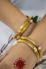 Antique Bangles Featuring Meenakari Work And Multiple Stones | NarNari | NNBa114