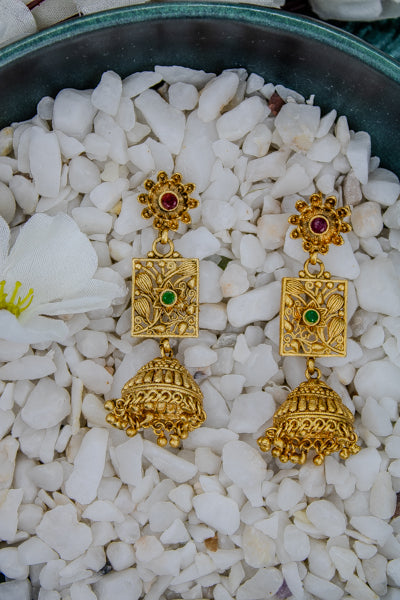 Square nashi temple necklace with matching earring | NarNari | NNNd211