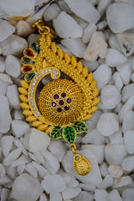 Peacock shaped meenakari pendent with matching earring | NarNari | NNPd254