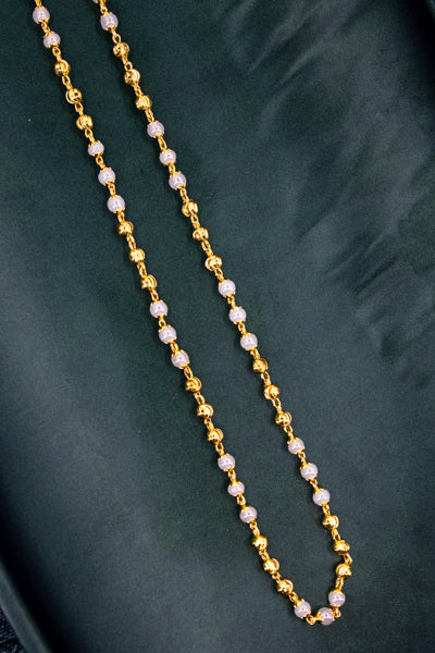 Rose quartz Beaded gold balls chain | NarNari | NNMc225