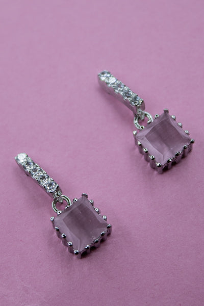 Light pink cubic zirconia stud earring with ad | NarNari | NNEd162