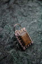 Square Smokey quartz earring with removable surrounded pin | NarNari | NNEd158