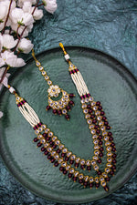 Kundan Layered Necklace Set with Ruby Stones | NarNari | NNNd125