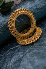 Ruby stone encrusted temple antique bangle| NarNari | NNBa118