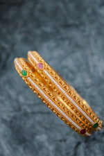 Ethnic bangles with emeralds and rubies studded with pearls | NarNari | NNBa112