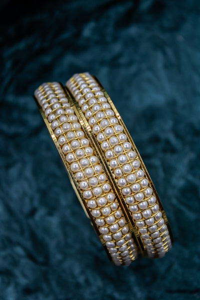 Pearl Studded Wide Traditional Bangles| NarNari | NNBa14