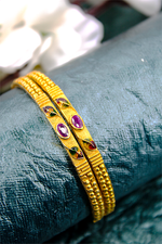 Ethnic bangles with gold-plated meenakari leaf designs | NarNari | NNBa23